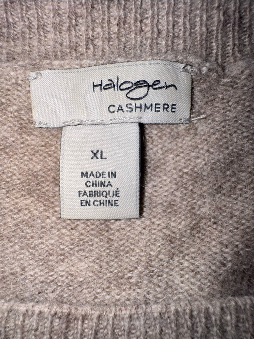 Halogen 100% Cashmere Striped Pullover Sweater Beige Cream Size XL *Flaws - Picture 7 of 16